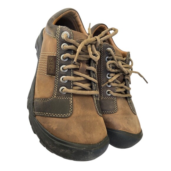 Keen Austin Men's Size 9 US Brown Black Leather Lace On Low Top Casual Shoes - Picture 3 of 9